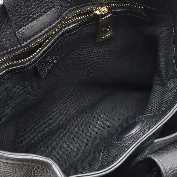 GUCCI Black Leather Bamboo Shoulder Bag - Picture 7 of 9